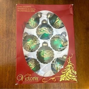 Vintage Victoria collection  emerald green Christmas bulbs. 1995
